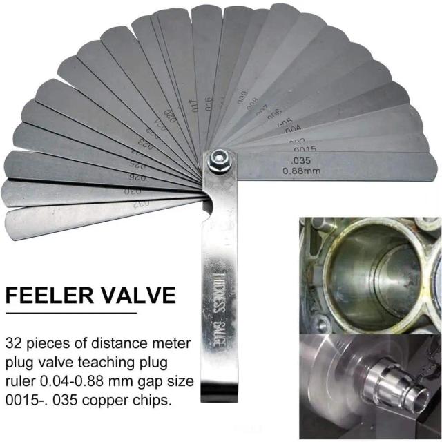 Conjunto Completo de Medidores de Espessura Métrica com 32 Lâminas para Folhas, Válvulas e Velas de Faísca - Ferramentas de Medição de Lacuna