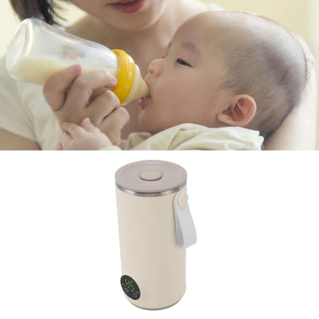 400ml misturador aquecedor de leite do bebê portátil aquecedor de garrafa de bebê aço inoxidável abs carregamento usb calor até 55 ℃   Sem fio para viagens