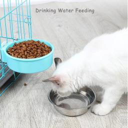 Aço inoxidável Pet Feeding Bowl, Pendurado antiderrapante gatos e cães Food Bowls, Alimentador de água para cachorros, Pendurado na gaiola, Suprimentos para animais - Image 5