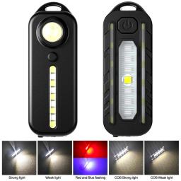Led vermelho e azul ombro luz da polícia com clipe usb lanternas recarregáveis aviso tocha de segurança bicicleta avisar lanterna - Image 2