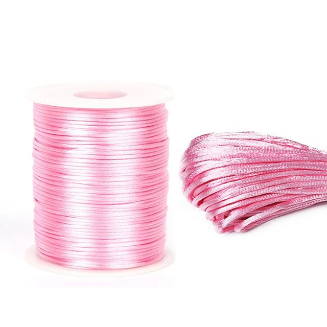 Corda de Cetim Nylon Colorido para Macramé e DIY, Rattail Silk, Fio para Jóias e Pulseiras, 10-100m, 1.5mm