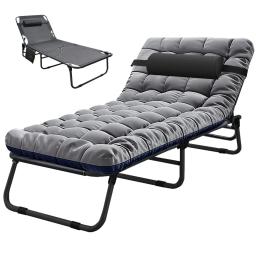 Camping cama dobrável ao ar livre com berço de colchão, Pernas de aço inoxidável portáteis resistentes resistentes, Berço para dormir, 400 Lbs - Image 4