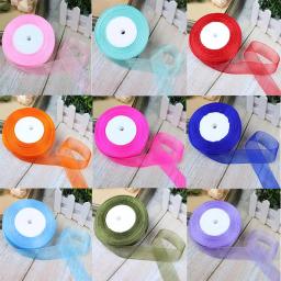 Fitas de organza para decoração de Natal, festa de casamento, embrulho, artesanato DIY, 12mm, 15mm, 20mm, 25mm, 40mm, 50mm, rolo, 50 jardas - Image 1