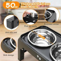 Elevado ajustável Dog Bowl Stand, tigela de comida para cães de aço inoxidável, alimentador antiderrapante para cães grandes e médios - Image 5