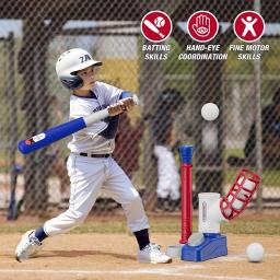 Conjunto de beisebol com pitching machine T ajustável, taco telescópico e bolas, brinquedo esportivo ao ar livre no quintal, Halloween e Natal - Image 1