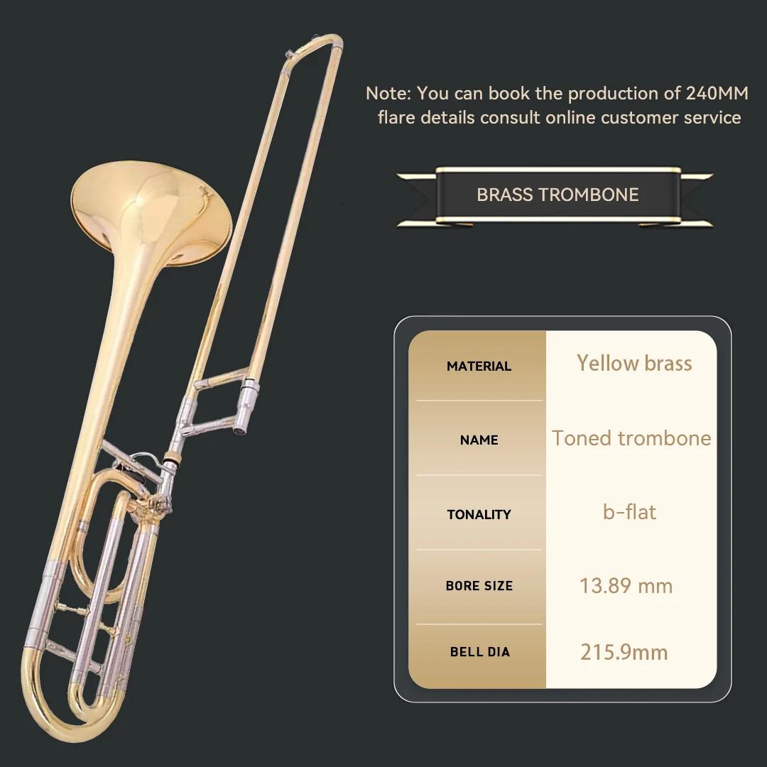Desempenho profissional Bb/F Tenor Trombone Instrumentos Musicais com Caso Bocal Amarelo Latão Corpo Lacquer Finish - Image 1
