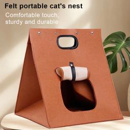 Portátil sentiu ninho de estimação, casas dobráveis, criativo respirável, ao ar livre, cão pequeno e gato, Pet Shop - Image 5