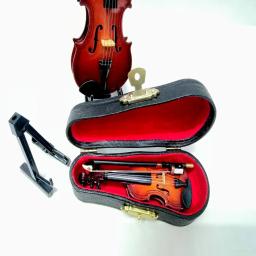 Mini violino de mogno com suporte multidimensional de madeira mini instrumentos musicais decoração de casa artesanato modelo de violino marrom - Image 2