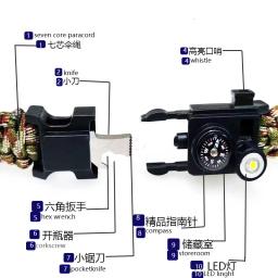 Impermeável LED Survival Paracord Pulseira, Apito Multifunções e Bússola Pulseiras, Natação ao ar livre Ferramentas, Novo - Image 5
