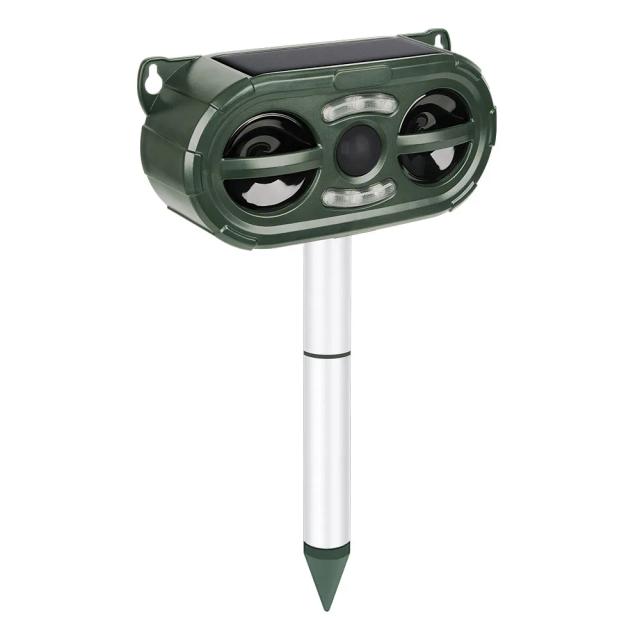Repelente Solar Ultrassônico para Animais com Alarme Sonoro e LED Flashing - Impermeável com Sensor Infravermelho para Afugentar Raposas, Cães, Gatos e Pássaros