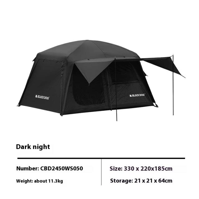 Naturehike BLACKDOG Barraca de acampamento ao ar livre 150D titânio preto prata protetor solar UPF50 + barraca de cabine de construção rápida à prova d'água 3 salões