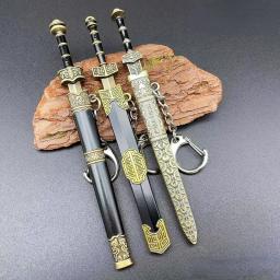 Mini Modelo Espada Chinesa Antiga, Decoração de Ornamento, Arma Histórica, Artesanato em Casa, Chaveiro, Novo, 12cm - Image 6