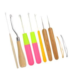 Bent Trava Gancho Conjunto para trança, Crochet Agulha, Dreadlocks Tool, Tricô Crochet Ganchos, extensões de cabelo, 9 Pcs - Image 1