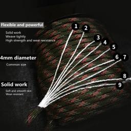 Paracord militar para sobrevivência ao ar livre, cabo paraquedas tático, acessórios de acampamento, corda de tecelagem DIY, equipamento de sobrevivência, 50 m, 650, 9 Strand, 4mm - Image 6