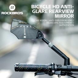 ROCKBROS Bicicleta Espelho Retrovisor HD Vision 360° Rotação Ajustável Ampla Faixa Espelho Ciclismo Segurança MTB Acessórios Bicicleta de Estrada - Image 1