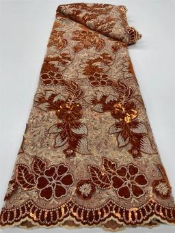 Lantejoulas africanas tecido de renda de veludo nigeriano malha francesa tecidos de renda líquida para costura 2023 vestido de festa de casamento de alta qualidade rc129 - Image 2