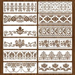 Flor vintage modelo oco para DIY, projetos de artesanato, casamento, aniversário bolo fronteira decoração, ferramenta estêncil, cozimento suprimentos, 12pcs - Image 1
