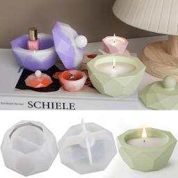 Molde De Silicone De Vaso De Concreto, Octagon Diamante Forma Artesanato, Jarra De Vela, Fabricação De Gesso, Resina Epóxi, Caixa De Armazenamento De Jóias, DIY - Image 1