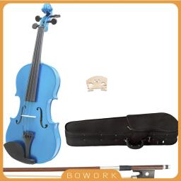 Bow- violino acústico azul com caixa e arco, tamanho completo, fi, madeira de bordo, ideal para estudantes, iniciantes e presente musical, ano 4/4 - Image 1