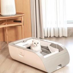 Inteligente Cat Litter Box, WC automático para gatos, Desodorização, Anti Splash, Semi Fechado, Caixa de areia com bandeja removível Pet Potty - Image 1