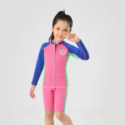 Fato de neoprene baixinho infantil, ternos de mergulho, manga comprida, maiô grosso, roupa de banho infantil, 2 peças, 2 peças - Image 6