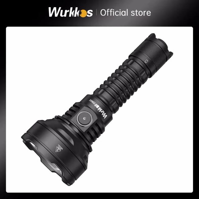 Lanterna LED Tática Wurkkos Recarregável, Tocha IPX8 Impermeável com 1800Lm e Alcance de 1000m, Interruptor de Cauda e Conexão USB-C TD01C 21700
