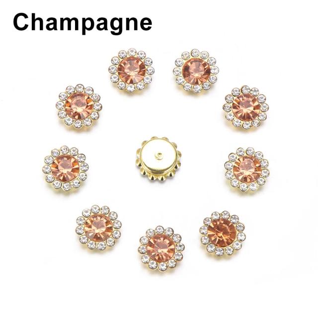 Botões de Strass em Forma de Flor: 10 Peças Brilhantes para Decoração de Roupas e Acessórios de Costura