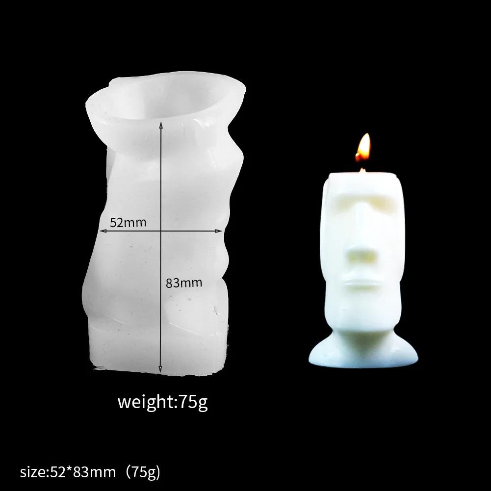 Moai pedra homem vela molde de silicone forma gesso escultura arte aromaterapia gesso casa decoração molde presente casamento artesanal - Image 1