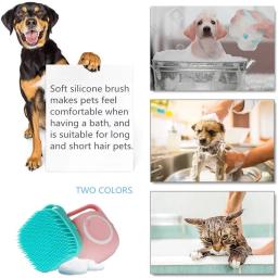 Silicone Pet Bath Brush, Shampoo Dispenser para cães e gatos, Gentle Cat Massage Comb, Rubber Grooming Scrubber, Limpeza Profunda, 2 em 1 - Image 4