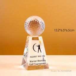 Troféu de cristal para eventos esportivos, prêmios empresariais personalizados, excelentes troféus da equipe do empregado, bola de golfe da terra, trapézio, 1PC - Image 3