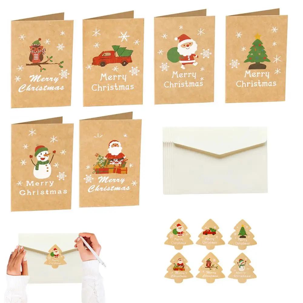 Feliz natal cartões com envelopes 6pcs cartões de mensagem em branco define festa de natal favor para a família e amigos aquecimento - Image 1