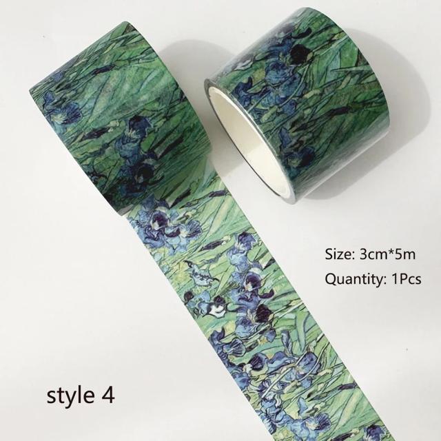 Fita Washi Decorativa Inspirada nas Pinturas de Van Gogh para Criatividade em Diários e Álbuns DIY