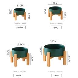 Tigela dupla cerâmica com suporte de madeira, suprimentos de alimentação elevados para cães grandes, alimentadores de comida e água, cães pequenos médios e grandes, 1500ml - Image 6