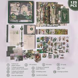 Kit Retro Scrapbook com Caixa de Presente, Decoração DIY, Notebook Vintage, Cartão Diário, Scrapbook Suprimentos, Artesanato, 125Pcs - Image 3