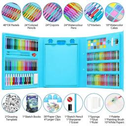 Desenho Art Creat Kit for Kids, Art Supplies, inclui pastéis a óleo, lápis de cor, lápis colorido, aquarela, Sketch Pad Supply, 208 pcs - Image 4