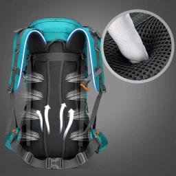 Mochila de grande capacidade para homens, esporte ao ar livre, trekking, caminhadas, alpinismo, bolsa de ombro com capa de chuva 60L - Image 3