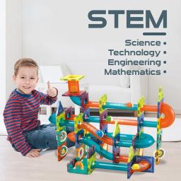 Brinquedo de corrida de mármore mágico bloco magnético das crianças luz deslizante bola bloco de construção magnético trilha emenda educação precoce brinquedos - Image 3