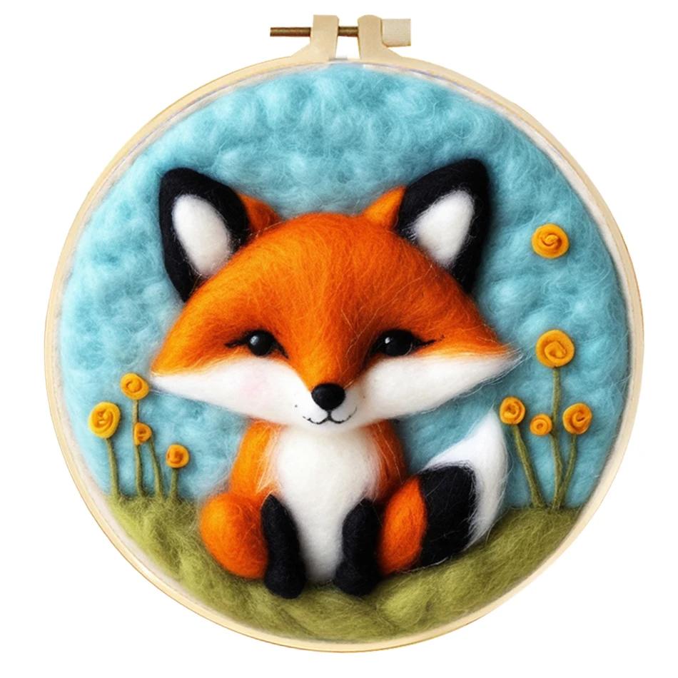 RUOPOTY-DIY Pintura de feltragem com moldura de animais, agulhas para velo e feltro, kit de artesanato, artes e ofícios, bordado - Image 1