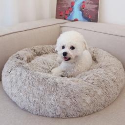 Cama fofa super macia para animais de estimação, grande cama redonda, ninho de gato de pelúcia, casa quente de inverno 40-90cm - Image 6
