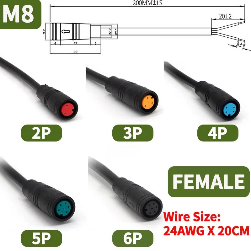 5/20/100 pçs m6 m8 julet sensor à prova dwaterproof água bicicleta elétrica butt joint plug masculino feminino ebike display cabo conector com fio - Image 1