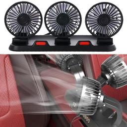 Ventilador elétrico automotivo de três cabeças, ventilador silencioso para caminhão, SUV, RV, barraca, veículos automotivos, USB, 12V, 24V, 2 velocidades - Image 2