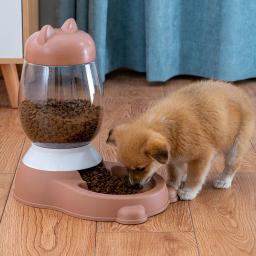 Urso em forma de cão gato automático tigela bebedor fonte alimentador do cão garrafas de água dispensador placa filhote cachorro gato tigela pet suprimentos - Image 2