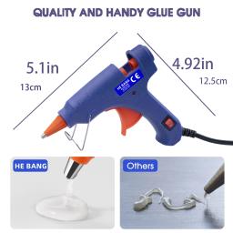 Mini azul Hot Melt cola arma Kit, 30pcs vara para artesanato, 20W - Image 4