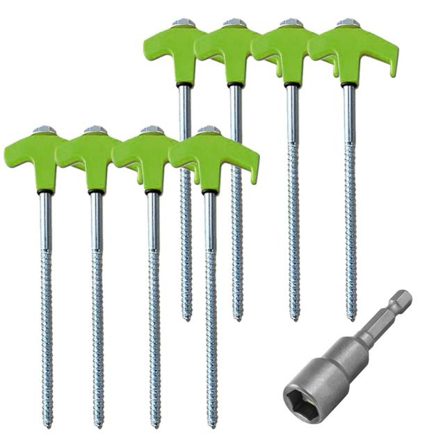 Parafuso Espiral Heavy Duty com Estacas Hex Soquete para âncoras de chão - Kit de 8 Prego para Camping