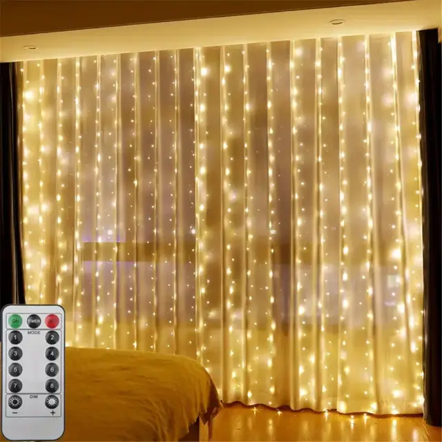 Ilumine sua Decoração com Luzes de Cortina LED, USB e 8 Modos para Férias e Eventos em 2024