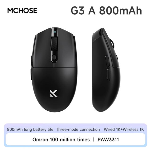 MCHOSE G3 Gaming Mouse Buletooth 2.4G Paw3311 12000DPI Tri-mode Sem Fio Leve Mouse Ergonomia Gamer Laptop PC