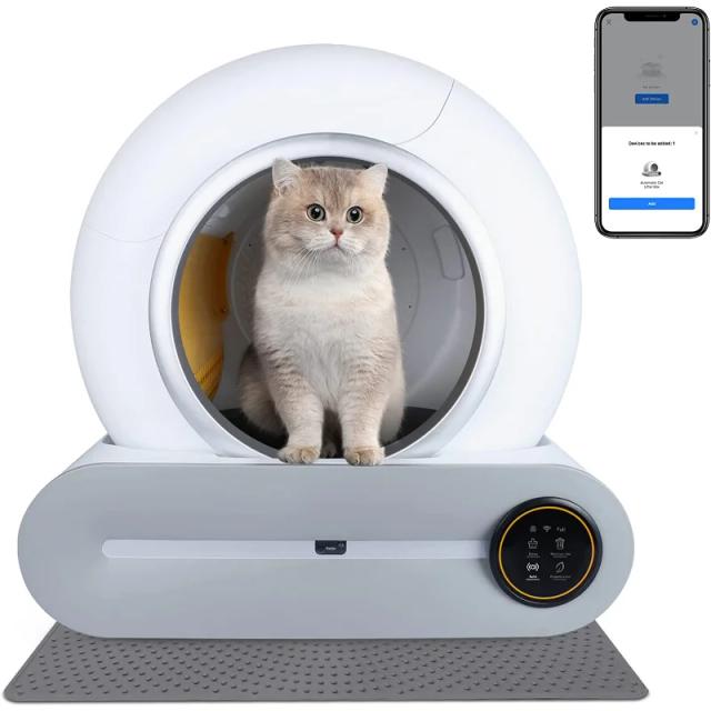 Caixa de Areia Automática para Gatos com Conexão Wi-Fi e Limpeza Auto, Acessórios Inteligentes para Animais de Estimação