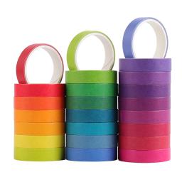24 pçs arco-íris washi fitas básicas decorativo fita adesiva diário suprimentos fita de mascaramento artigos de papelaria scrapbooking washi conjunto de fita - Image 2