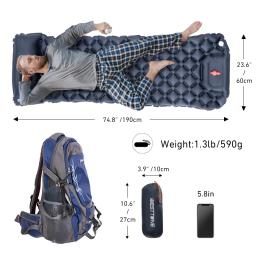 Almofada de dormir ao ar livre acampamento colchão inflável bomba embutida ultraleve almofada de ar esteira de viagem com encosto de cabeça para viagens caminhadas - Image 4