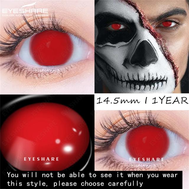Lentes de Contato Coloridas EYESHARE para Cosplay - Olhos Cinzentos, Loucos, Brancos e Pretos para Halloween - 1 Par